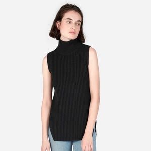 Everlane ribbed wool cashmere sleeveles turtleneck